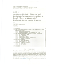 Accidental Oil Spills: Biological and Ecological Consequences of Accidents in French Waters on Commercially Exploitable Living Marine Resources