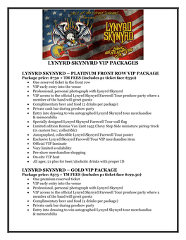 Lynyrd Skynyrd Vip Packages