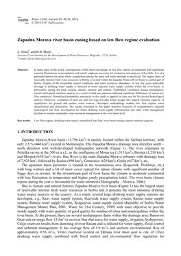 Zapadna Morava River Basin Zoning Based on Low Flow Regime Evaluation