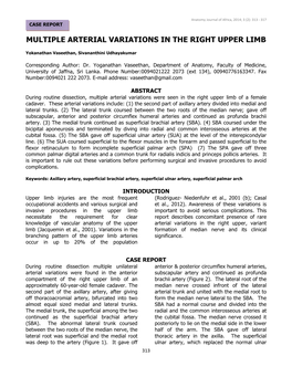 Multiple Arterial Variations in the Right Upper Limb