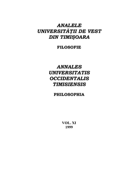 Analele Universităţii De Vest Din Timişoara