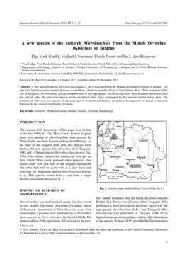 A New Species of the Antiarch Microbrachius from the Middle Devonian (Givetian) of Belarus