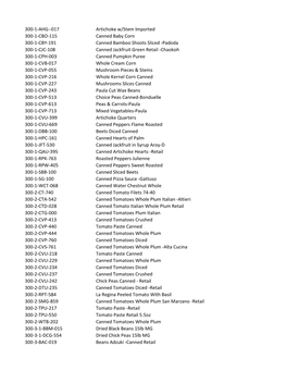 017 Artichoke W/Stem Imported 300-1-CBO-115 Canned Baby Corn 300-1-CBY-191 Canned Bamboo Shoots Sliced