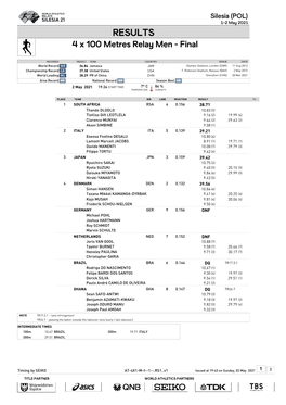 4 X 100 Metres Relay Men - Final