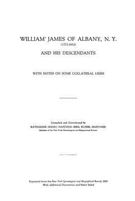 William2 James of Albany, N. Y. (1771--1832)
