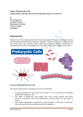 Prokaryotic Cell Zoology (Hons