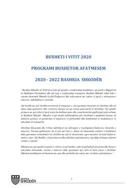 Buxheti I Vitit 2020 Programi Buxhetor Afatmesem 2020