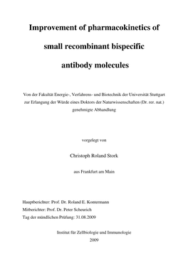 Improvement of Pharmacokinetics of Small Recombinant Bispecific Antibodies