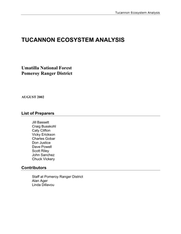 Tucannon Ecosystem Analysis
