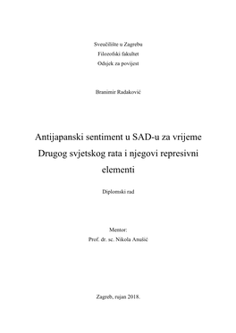 Antijapanski Sentiment U SAD-U Za Vrijeme Drugog Svjetskog Rata I Njegovi Represivni Elementi