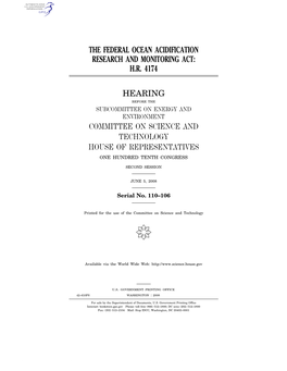 The Federal Ocean Acidification Research and Monitoring Act: H.R