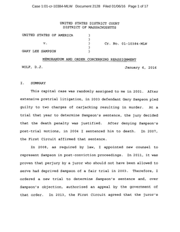 Case 1:01-Cr-10384-MLW Document 2128 Filed 01/06/16 Page 1 of 17