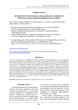 Sensitivity of Clinical Isolates of Candida to Essential Oils from Burseraceae Family