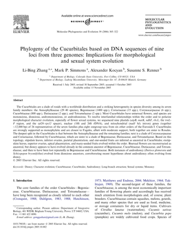 Phylogeny of the Cucurbitales Based on DNA Sequences of Nine Loci from Three Genomes: Implications for Morphological and Sexual System Evolution