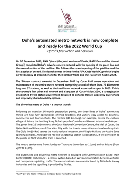 Doha's Automated Metro Network Is Now Complete and Ready for The