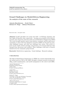 Grand Challenges in Model-Driven Engineering an Analysis of the State of the Research