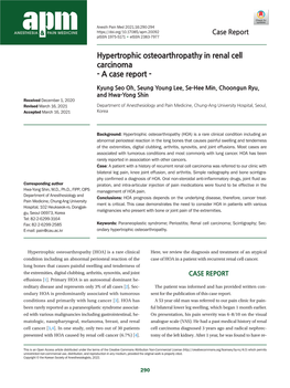 Hypertrophic Osteoarthropathy in Renal Cell Carcinoma - a Case Report