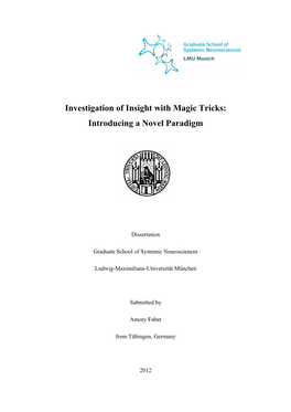 Investigation of Insight with Magic Tricks: Introducing a Novel Paradigm