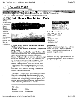 Fair Haven Beach State Park Page I of 2