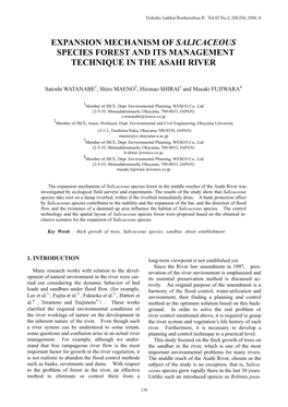 Expansion Mechanism of Salicaceous Species Forest and Its Management Technique in the Asahi River