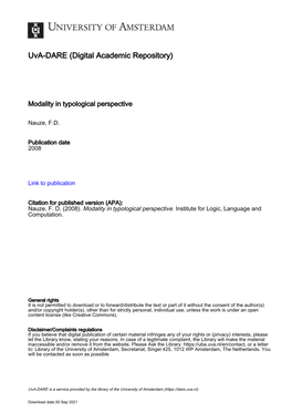 Chapter 1. Typology and Modality Spects,” 1