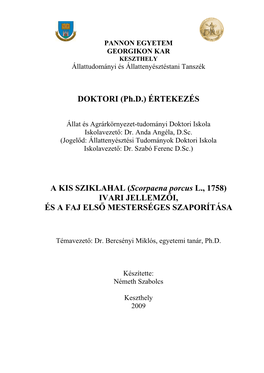 Phd Disszertáció Németh Szabolcs