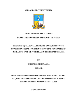 A Social-Semiotic Engagement with Opposition Social Movements in Online Newspapers in Zimbabwe