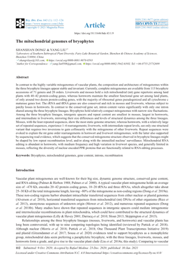 The Mitochondrial Genomes of Bryophytes