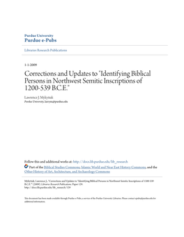 Identifying Biblical Persons in Northwest Semitic Inscriptions of 1200-539 B.C.E.