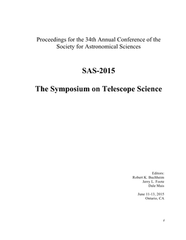 SAS-2015 the Symposium on Telescope Science