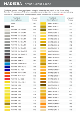 MADEIRA Thread Colour Guide