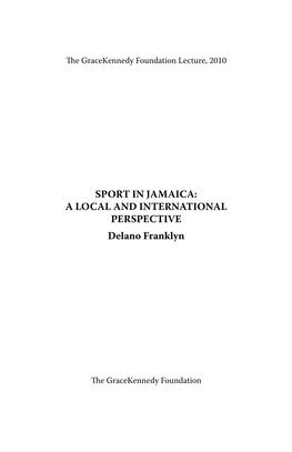 Sport in Jamaica, a Local and International Perspective