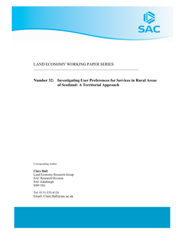 Investigating User Preferences for Services in Rural Areas of Scotland: a Territorial Approach