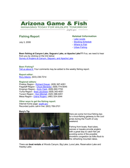 Fishing Report Related Information