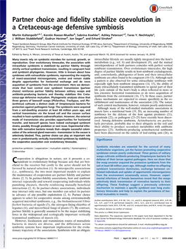 Partner Choice and Fidelity Stabilize Coevolution in a Cretaceous-Age Defensive Symbiosis