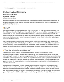 Muhammad Ali Biography - Life, Children, Name, History, Mother, Old, Information, Born, Contract, House, Time