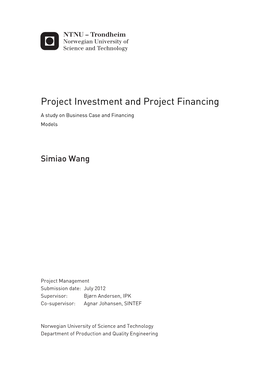 Project Investment and Project Financing