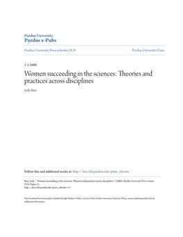 Women Succeeding in the Sciences: Theories and Practices Across Disciplines Jody Bart