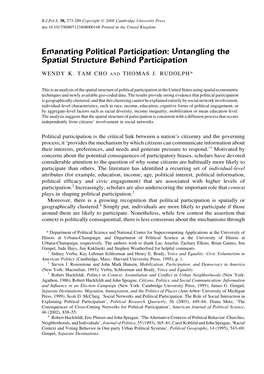 Emanating Political Participation: Untangling the Spatial Structure Behind Participation