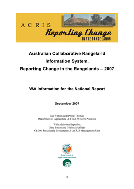 WA Reporting Change in the Rangelands