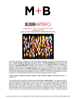 ARTINFO ∙ December 21, 2012 Canada's Top 12 Shows of 2012