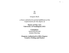 … S& W8 Gregory Buck a Thesis Submitted in Partial Fulfillment of The