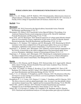 Publications 2010 - Entomology/Nematology Faculty