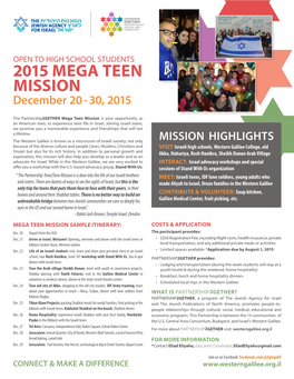 2015 MEGA TEEN MISSION December 20 - 30, 2015