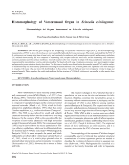 Histomorphology of Vomeronasal Organ in Scincella Tsinlingensis