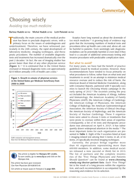 Choosing Wisely Avoiding Too Much Medicine
