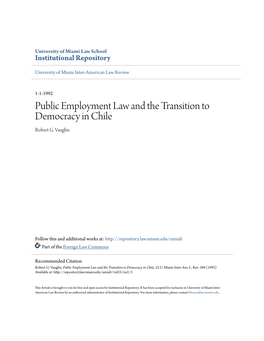 Public Employment Law and the Transition to Democracy in Chile Robert G