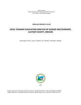 DOGAMI Open-File Report O-15-02, Local Tsunami Evacuation Analysis