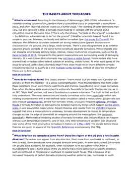 The Basics About Tornadoes