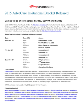 2015 Advocare Invitational Bracket Released